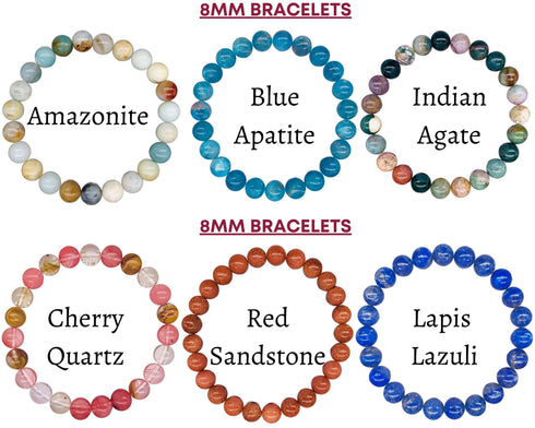 Healing Crystal Bead Bracelet for Women, Men, Stacked Bracelets